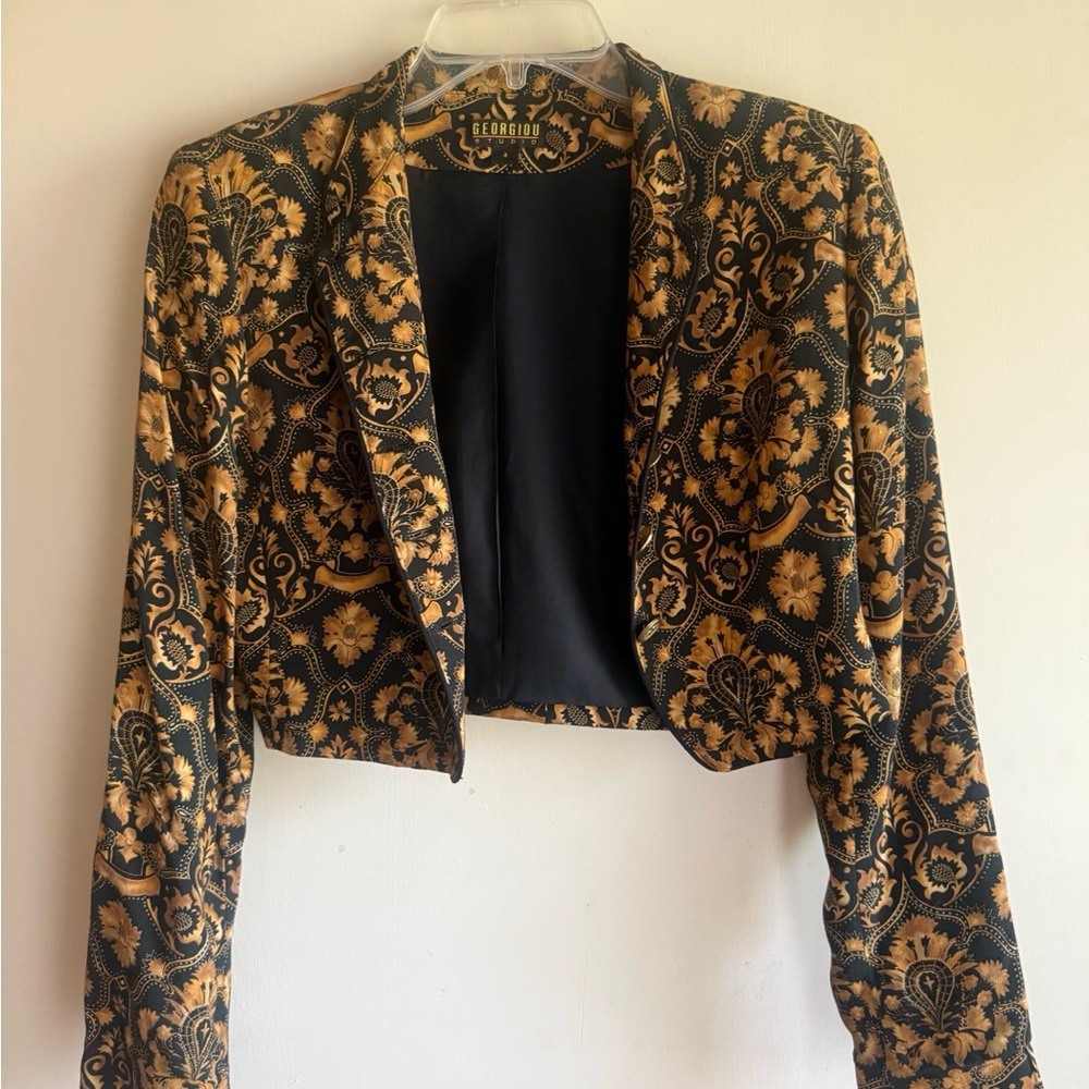Georgiou Women's Black and Gold Blazer